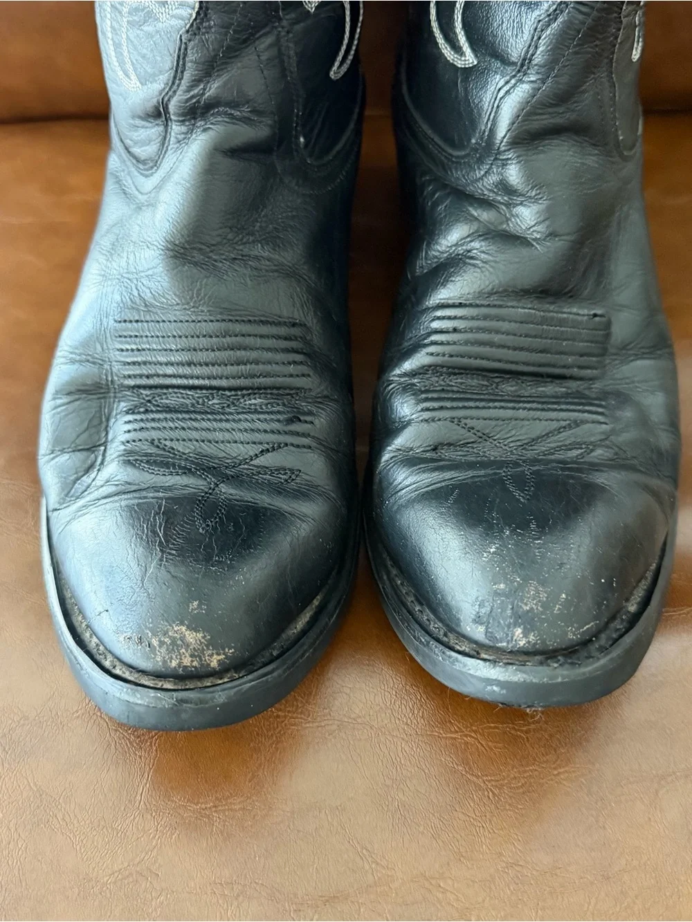 Old West TBM3010 Men’s Black Leather Cowboy Boots Size 9 D Western 13